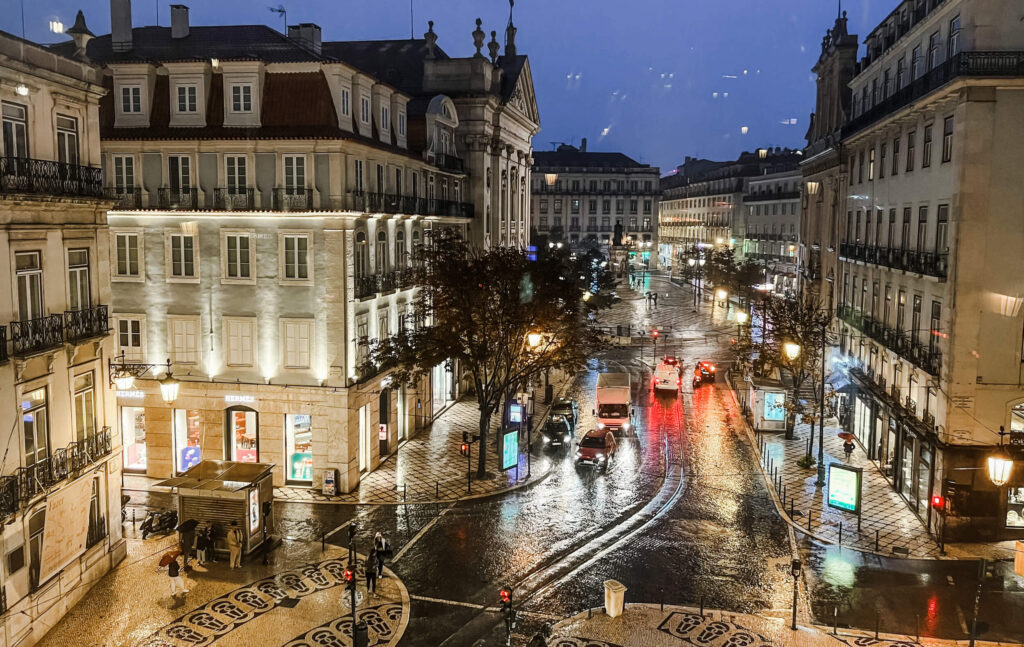 View of Chiado Lisbon at night from Benetton