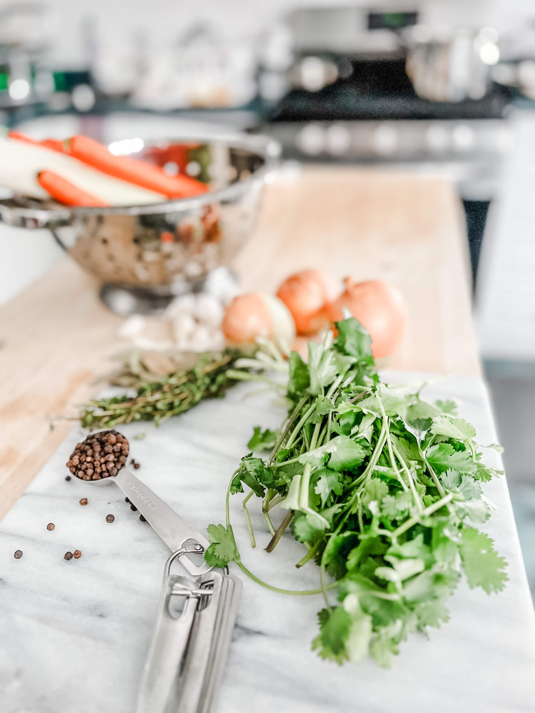 fresh parsley-onions-peppercorns