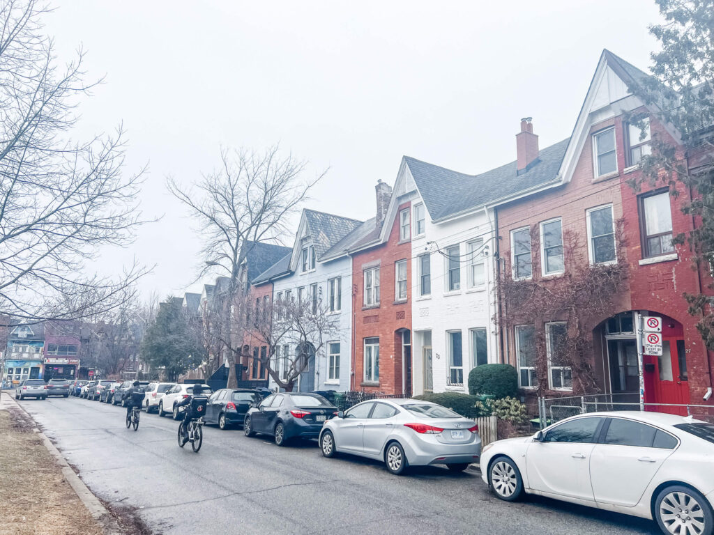 row houses near park in kensington market