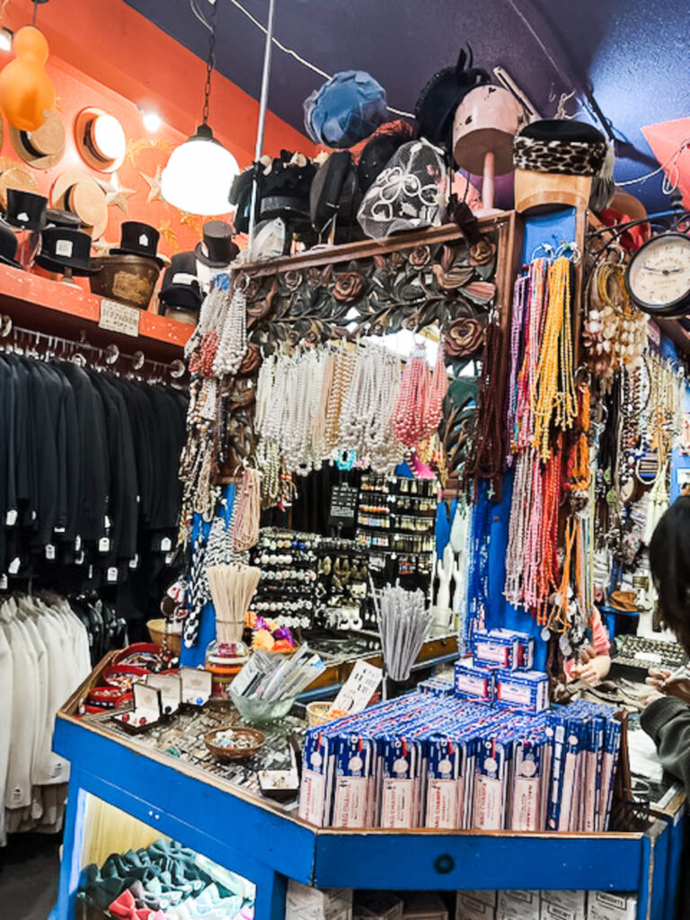 trinket dispaly iniside thrift store toronto