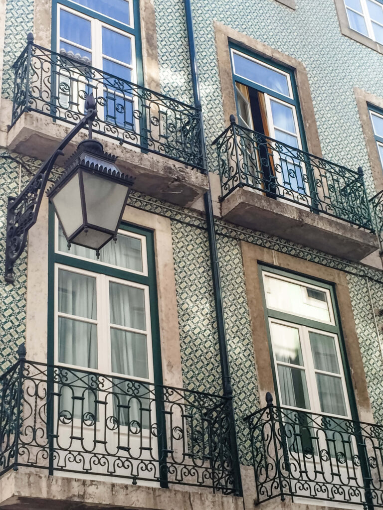 Green Tiles on buildings in Lisbon
