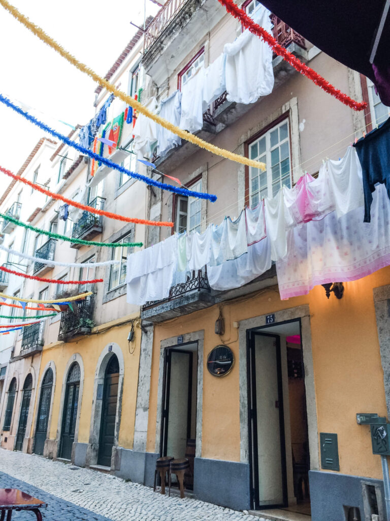 a typical street in the bairro alto lisbon