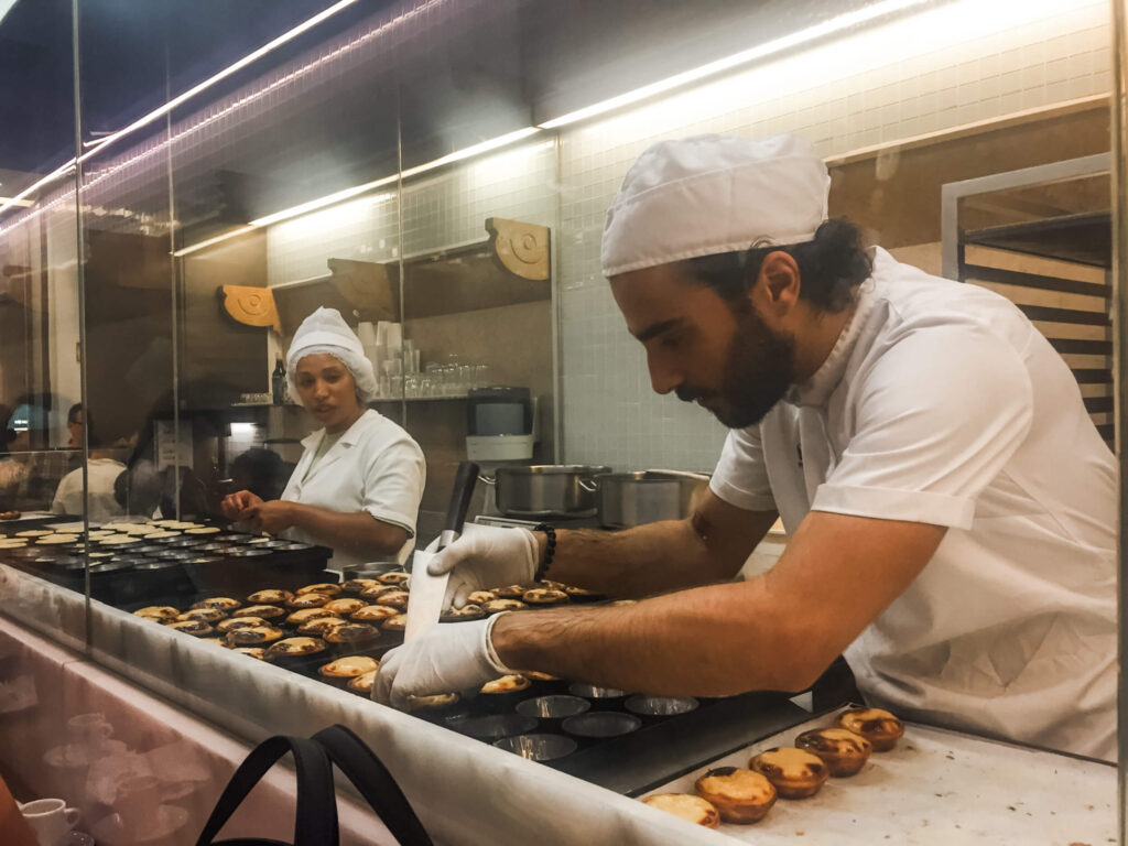 making fresh pasteis de nata