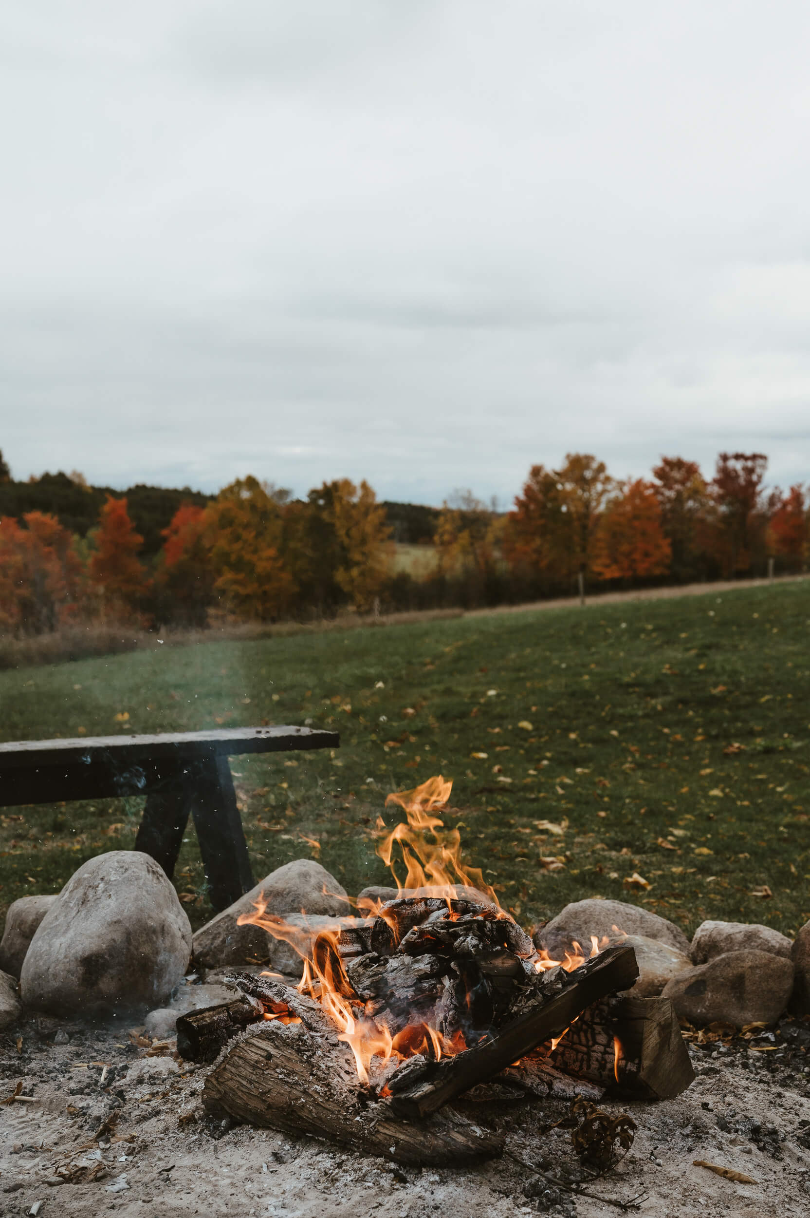 a fire pit in November