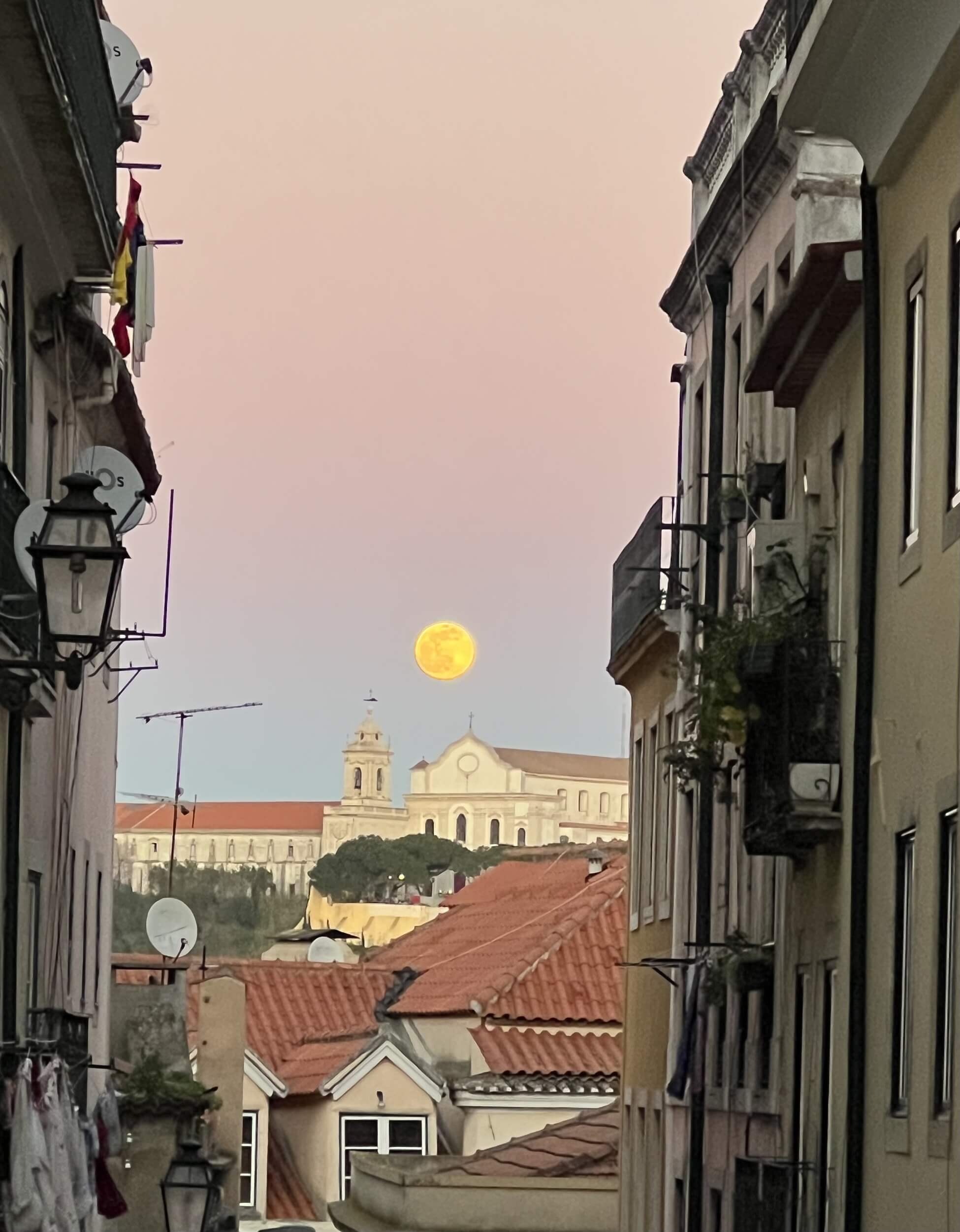 A full moon in Lisbon, Portugal.