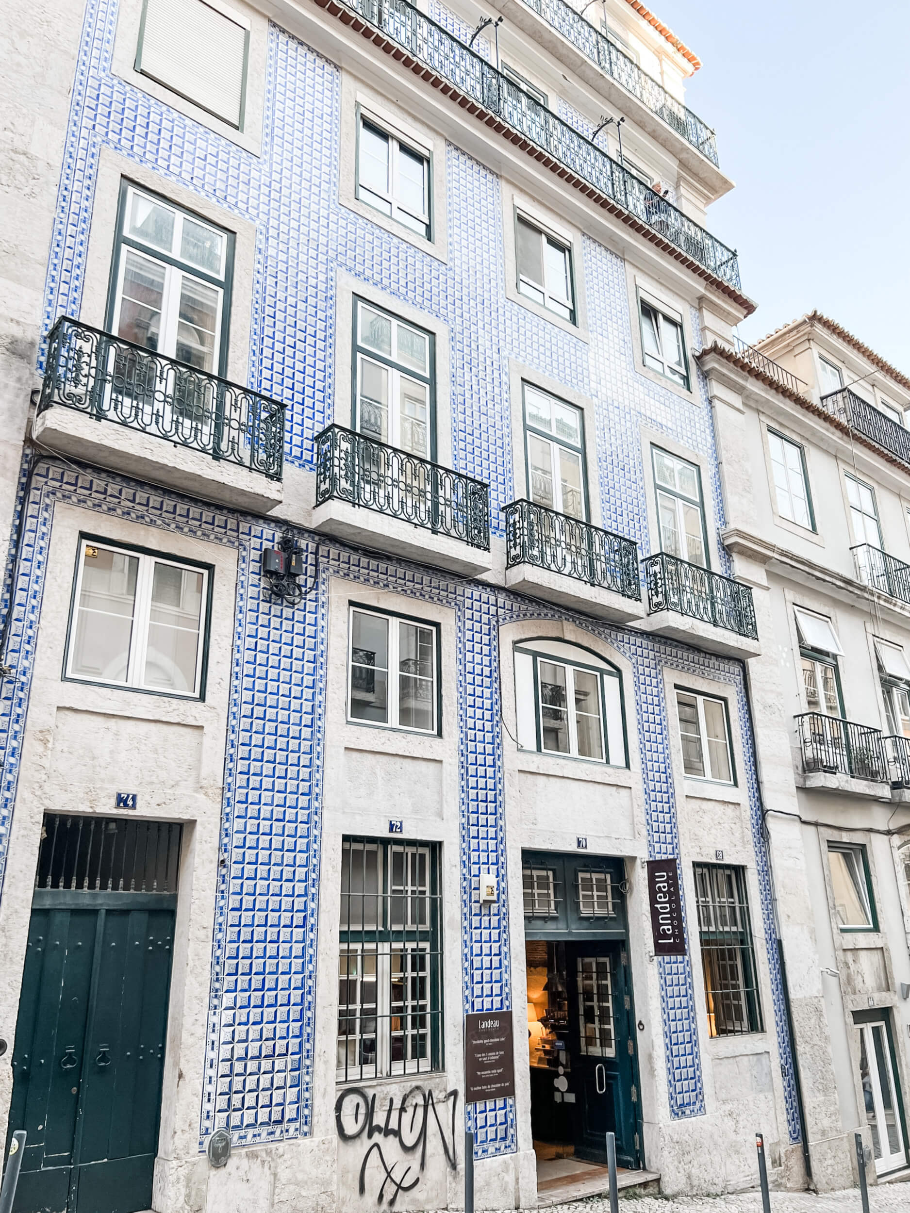landeau in lisbon portugal inside a blue and white tiled building