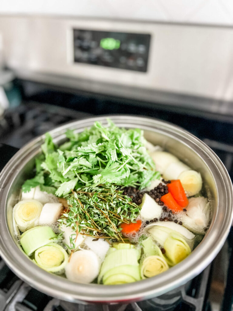 Making fresh vegetable stock from scratch