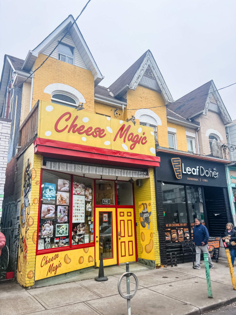 Yellow building cheese store in Kensington Market Toronto