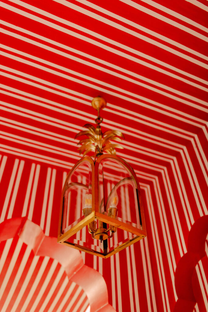 red and gold striped ceiling