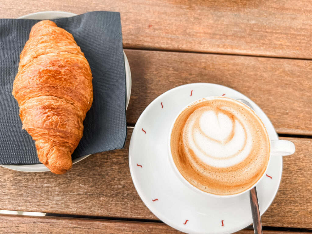 coffee and a crossiant in portugal