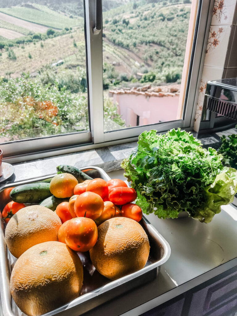 neighbors drop off vegetables many mornings